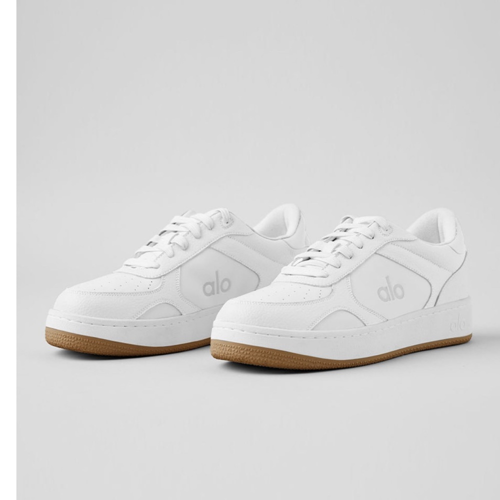 ALO Yoga White Sneakers with Tan Sole